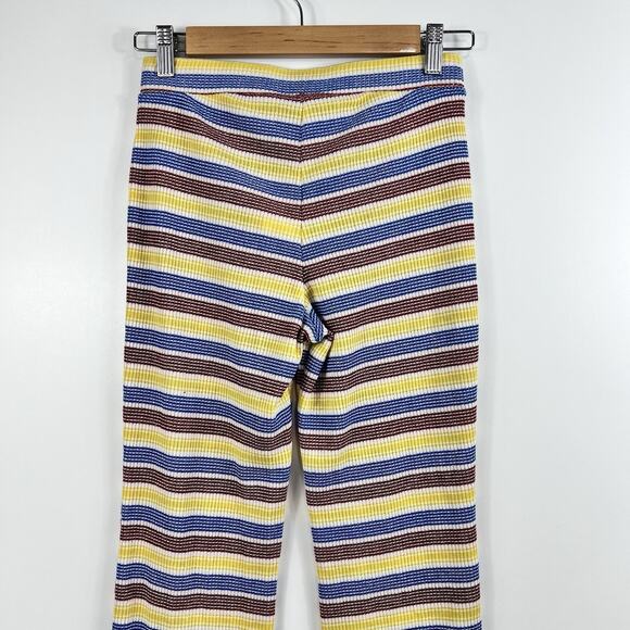 Zara New Striped Flared Pant Small Ribbed Knit High Rise Boho Colorful Retro Y2K - Picture 7 of 12